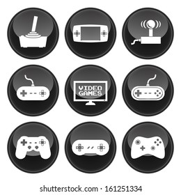 Video Game Icons Glossy Button Icon Set