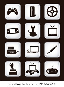 video game icons over black background. vector illustration