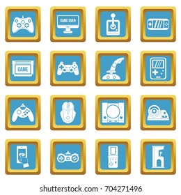 Video game icons set in azur color isolated vector illustration for web and any design