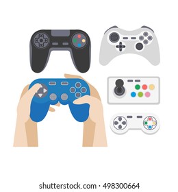 Video game icons set. Collection of gaming devices. Flat style vector illustration.