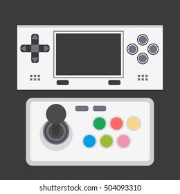 Video-Spiel-Symbole gesetzt. Sammlung von Spielgeräten. Flache Vektorgrafik.