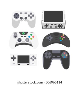 Video game icons set. Collection of gaming devices. Flat style vector illustration.