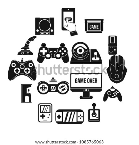 Video game icons set in simple style. Entertaining devices set collection vector illustration