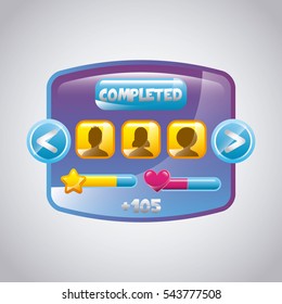 video game interface with users and level bars icon. colorful design. vector illustration