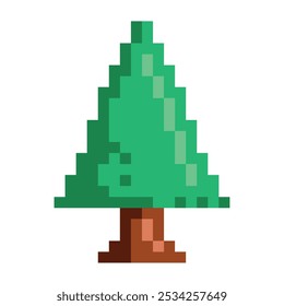 video game items pixelated pine tree isolated
