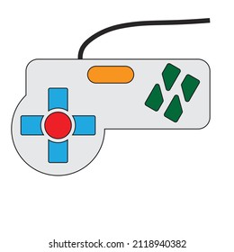 A video game joystick with button and wire  - Technological illustration - vector , icon 