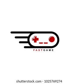 video game joystick console theme logo template vector