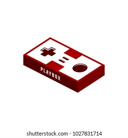 video game joystick console theme logo template vector