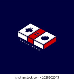 video game joystick console theme logo template vector