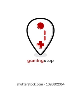 video game joystick console theme logo template vector