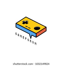 video game joystick console theme logo template vector