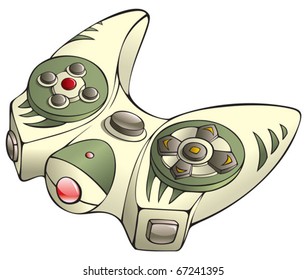 Video game joystick or controller with advanced design, vector illustration