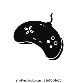 Video game joystick hand drawn doodle control. Video gamer joystick controller element. Computer retro, arcade play concept. Vector illustration.