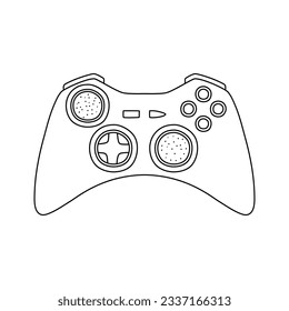 Video game joystick hand drawn doodle control. Video gamer joystick controller element. Computer retro, arcade play concept. Vector illustration.