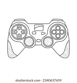 Control de doodles dibujado a mano por joystick de videojuegos. Elemento controlador joystick para videojuegos. Retro de computadora, concepto de juego de arcade. Ilustración vectorial.