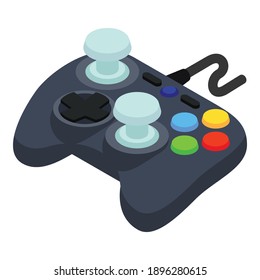 Video game joystick icon. Isometric of video game joystick vector icon for web design isolated on white background