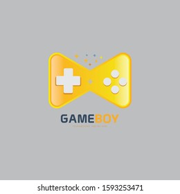 Video game joystick, Game logo template design, negative space style, vector illustration