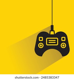 Video joystick de juego con sombra sobre fondo amarillo