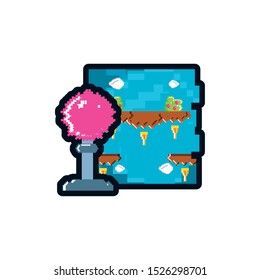 video game joystick with stage scene vector illustration design