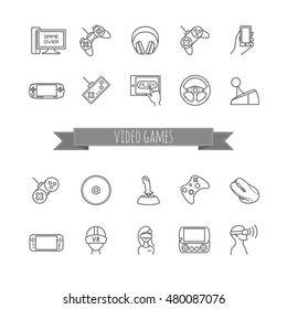 video game and joystick vector  icons