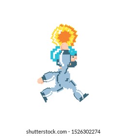 video game jumping avatar pixelated vector illustration design