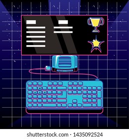 video game with keyboard and console retro style