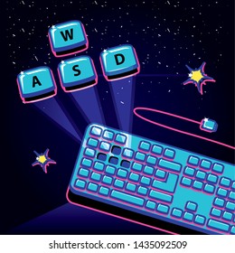 video game with keyboard retro style