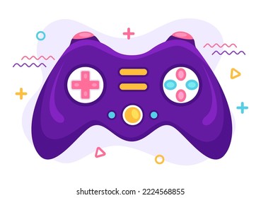 Video Game with Kids Playing Gamepad Controllers Fighting Console on Android Mobile Computer in Flat Cartoon Hand Drawn Template Illustration