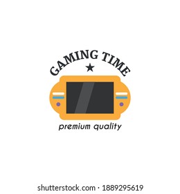 Video game logo set. emblems with gamer, vintage and modern joystick console controller, headset. isolated vector illustration for online game label template 