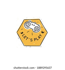 Video game logo set. emblems with gamer, vintage and modern joystick console controller, headset. isolated vector illustration for online game label template 