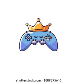 Video game logo set. emblems with gamer, vintage and modern joystick console controller, headset. isolated vector illustration for online game label template 