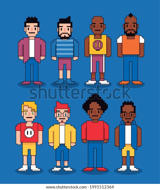 Video Game Male Avatars Pixelated Stock Vector (royalty Free 