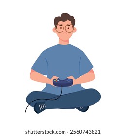 video game man playing isolated