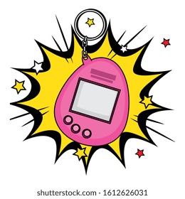 video game mascot of nineties in explosion pop art vector illustration design