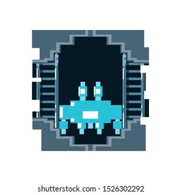 video game monster alien pixelated vector illustration design