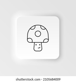 Video game, mushroom, retro, arcade neumorphic style vector icon. Neumorphism style. Video game, mushroom retro arcade neumorphic style vector icon. Neumorphism style on white background.