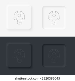 Video game mushroom retro arcade. Neumorphic style button line icon
