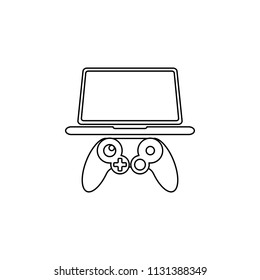 video game on the laptop icon. Element of cybersport icon for mobile concept and web apps. Thin line video game on the laptop icon can be used for web and mobile