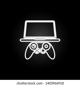video game on the laptop neon icon. Elements of gaming set. Simple icon for websites, web design, mobile app, info graphics