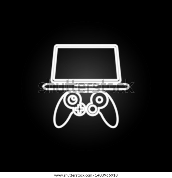video\
game on the laptop neon icon. Elements of gaming set. Simple icon\
for websites, web design, mobile app, info\
graphics