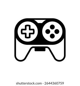 Video game. Outlined stroke vector icon with black-filled details.