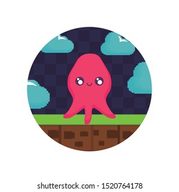 video game pixelate creature icon vector ilustrate