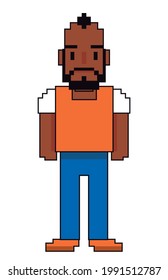 video game pixelated afro bearded avatar
