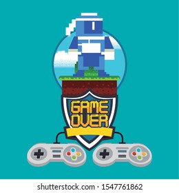 video game pixelated controls icons vector illustration design