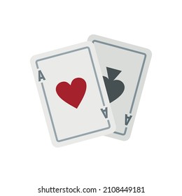Video game playing cards icon. Flat illustration of video game playing cards vector icon isolated on white background