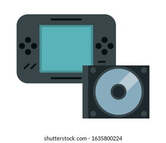 video game portable with compact disk vector illustration design