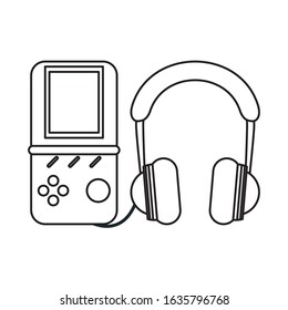 video game portable with earphones vector illustration design