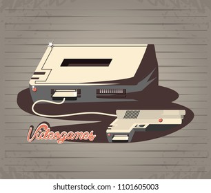 video game retro with console