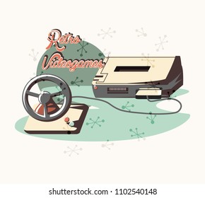 video game retro with console