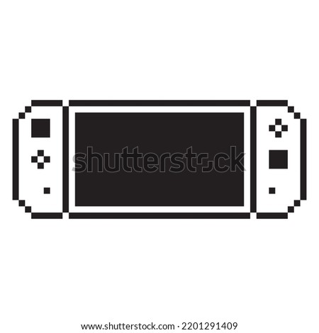 Video game Retro Handheld console vector illustration Gamepad sign Pixel art style